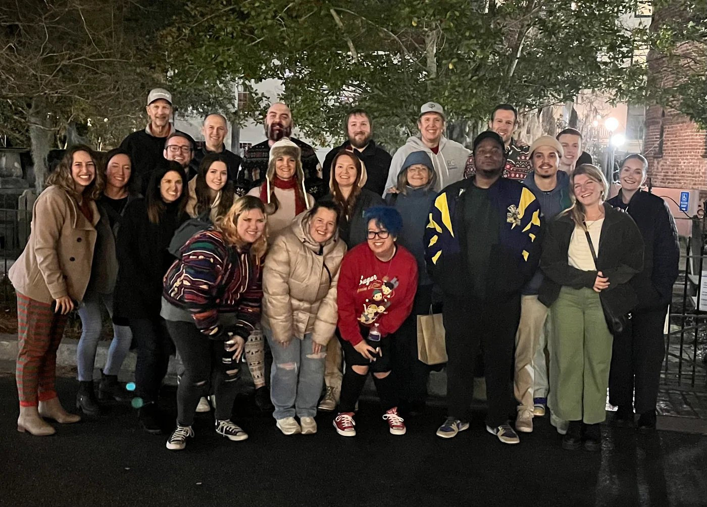 The Print Your Cause team together on a night out in downtown Charleston, South Carolina